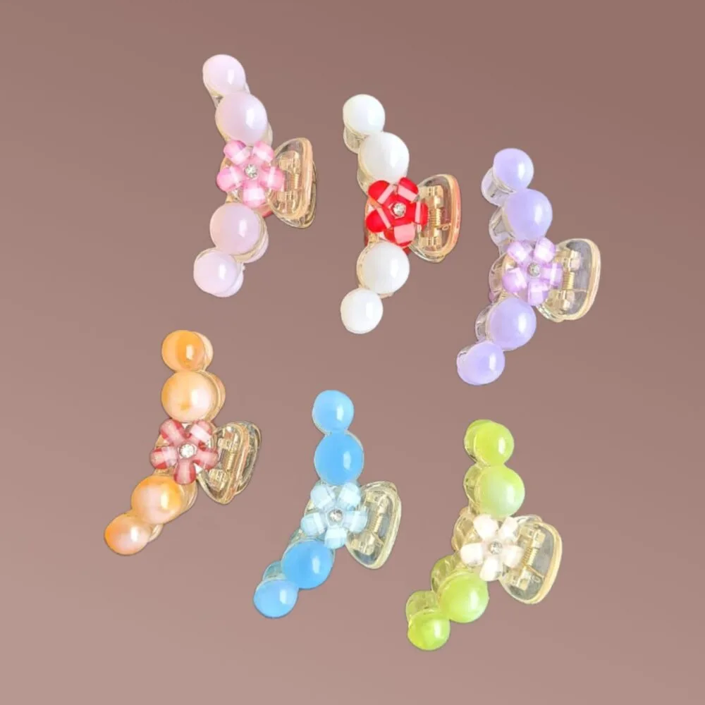 SDL - 1 Piece of Random Color Glass Material Studded Hair Clutches