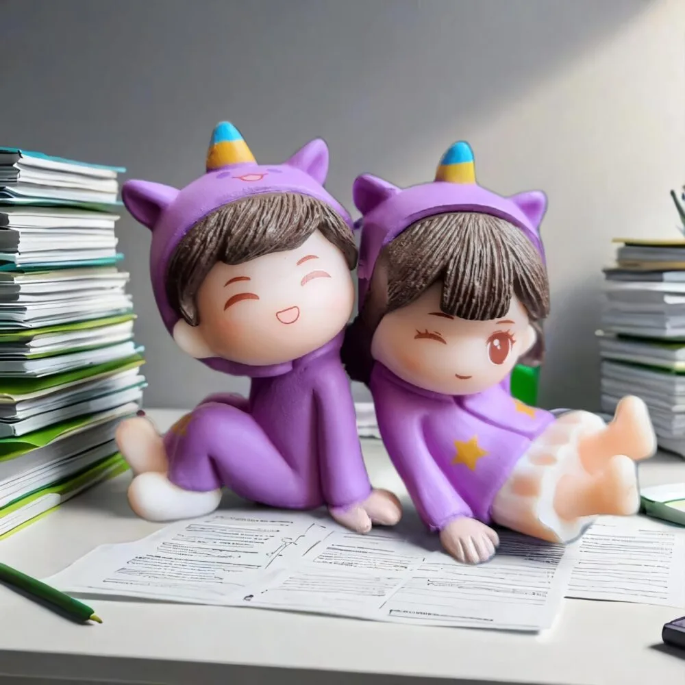 SDL - 2 Pieces of Cute Purple Couples Miniature for Showpieces and Cars