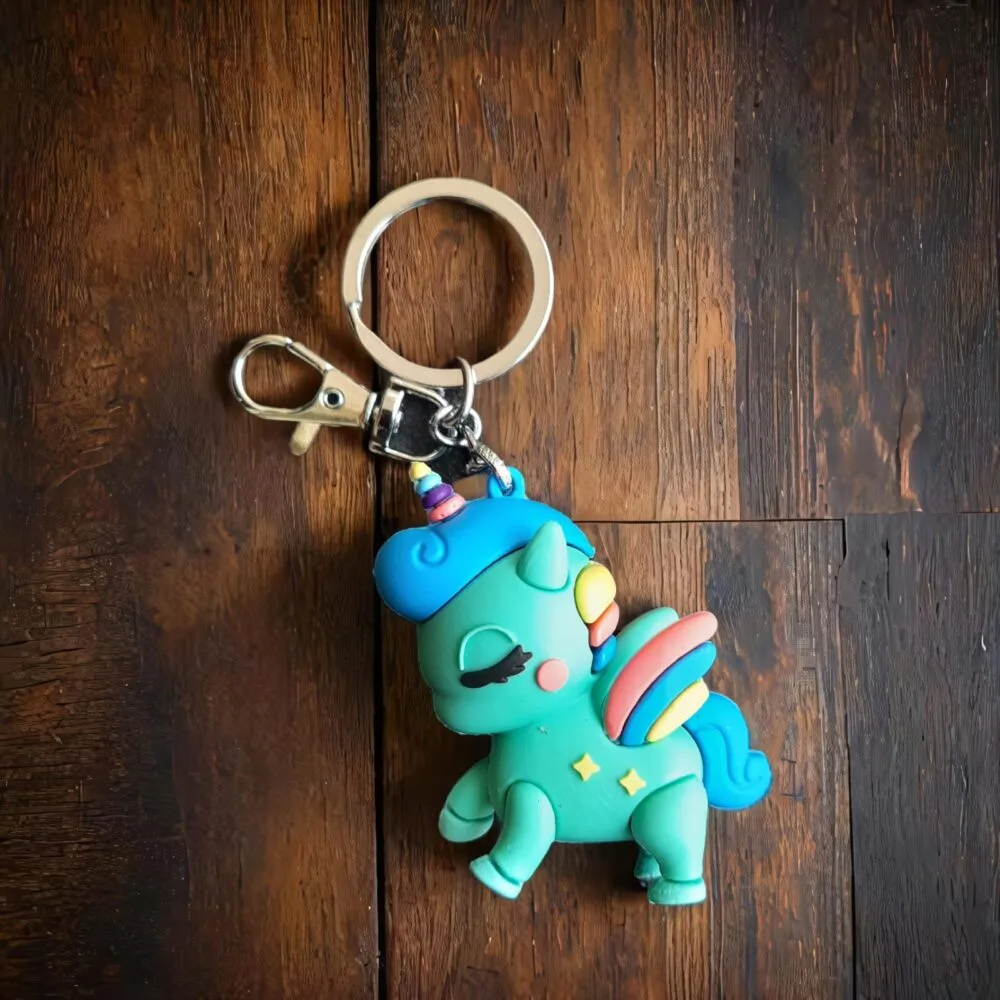 SDL - 1 Piece of Premium Big Size Unicorn Silicone Keychain with Keyrings