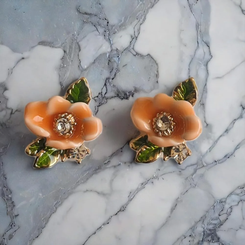 SDL - 1 Set of Beautiful Korean Earrings of Rose Flower Design