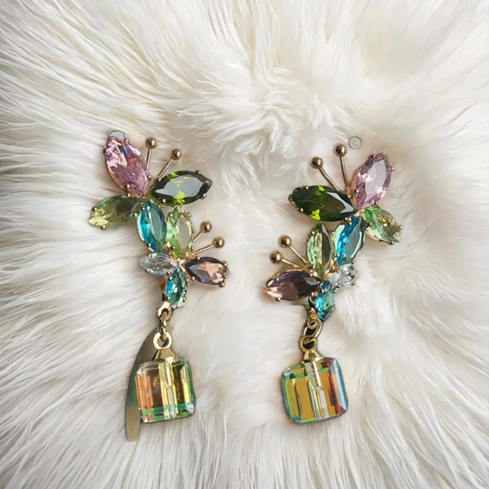 SDL - 1 Set of Beautiful Korean Earrings of Butterfly Design with Hangings