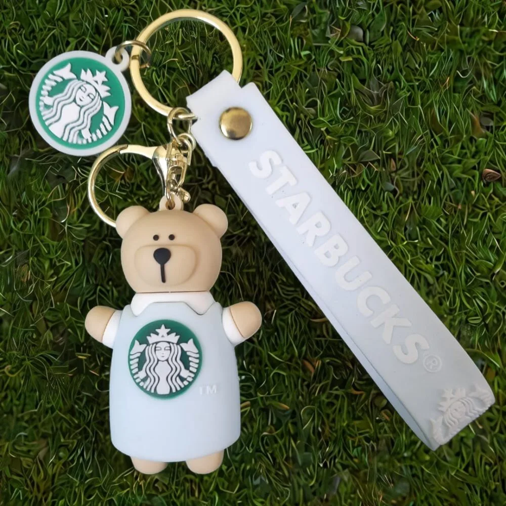 SDL – 1 Piece of Premium Big Size Starbucks Teddy Character Keychain with Tag and Keyrings