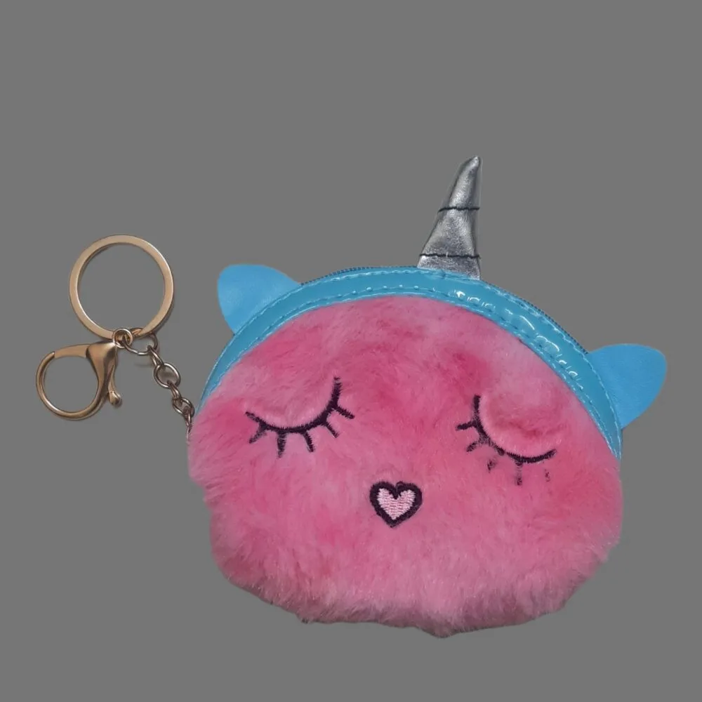 SDL - 1 Piece of Premium Fur Unicorn Design Pouch for Storage and Coin Purse