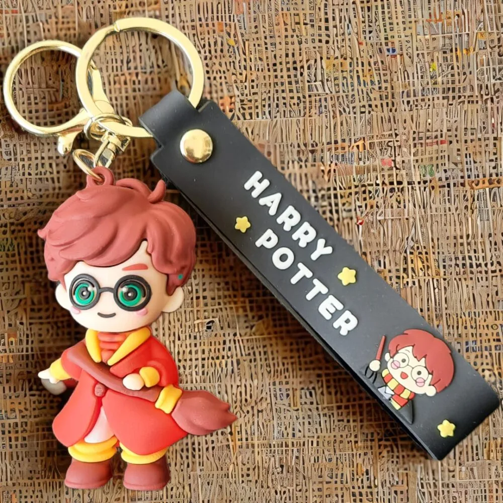 SDL - 1 Piece of Harry Potter Harry Character with Flying Broomstick Premium Big Keychain for Car, Cycle, Bike and House Keys with Keyring and Tag