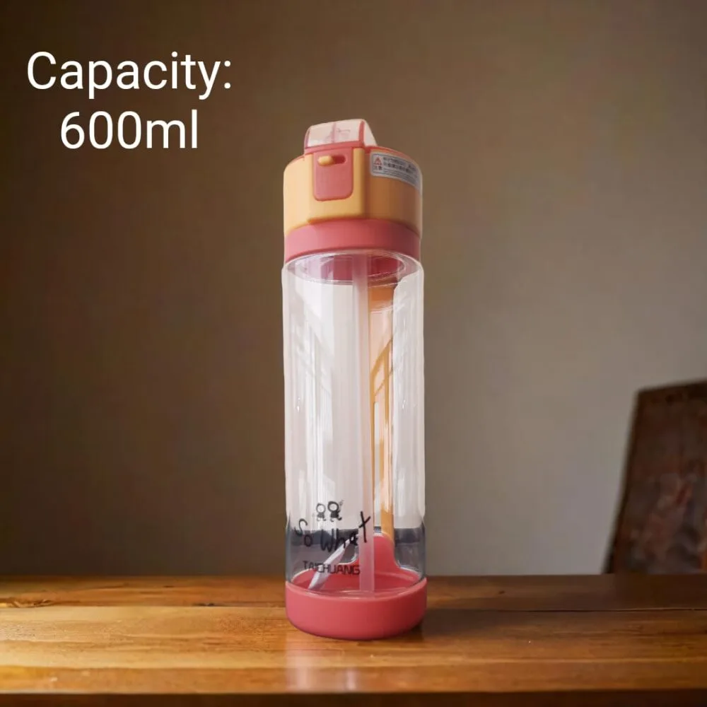 SDL - 1 Piece of Premium Sipper BPA Free Bottle of 600ml Capacity with Elastic Rubber Handle with Lock/Unlock Button Type lid