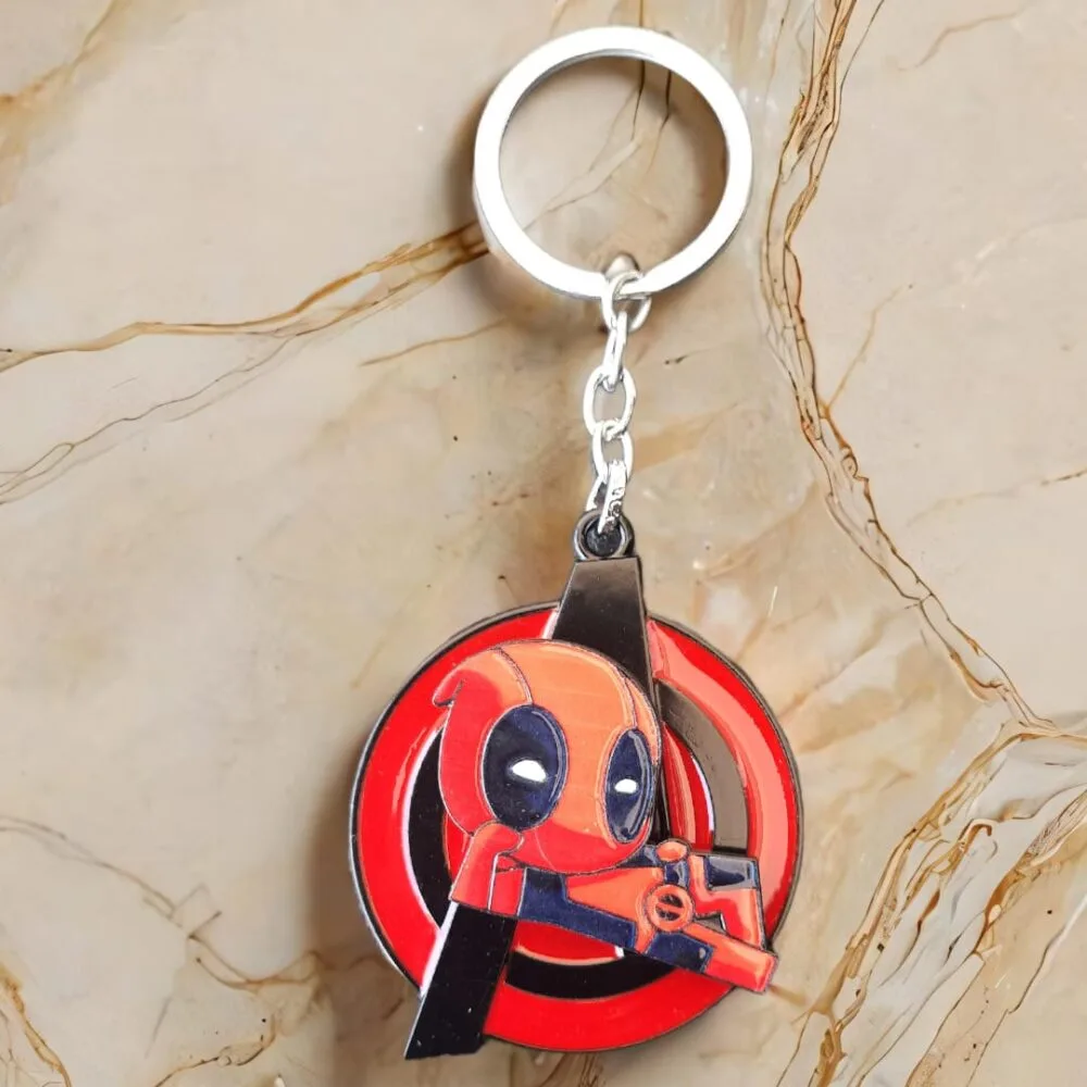 SDL - 1 Piece of Colorful Deadpool Design Rotating Keychain for Bike, Cycle, Car & Home Keys