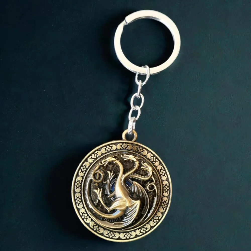 SDL - 1 Piece of Game of Thrones (GOT) Dragon Design Rotating Keychain for Bike, Cycle, Car & Home Keys