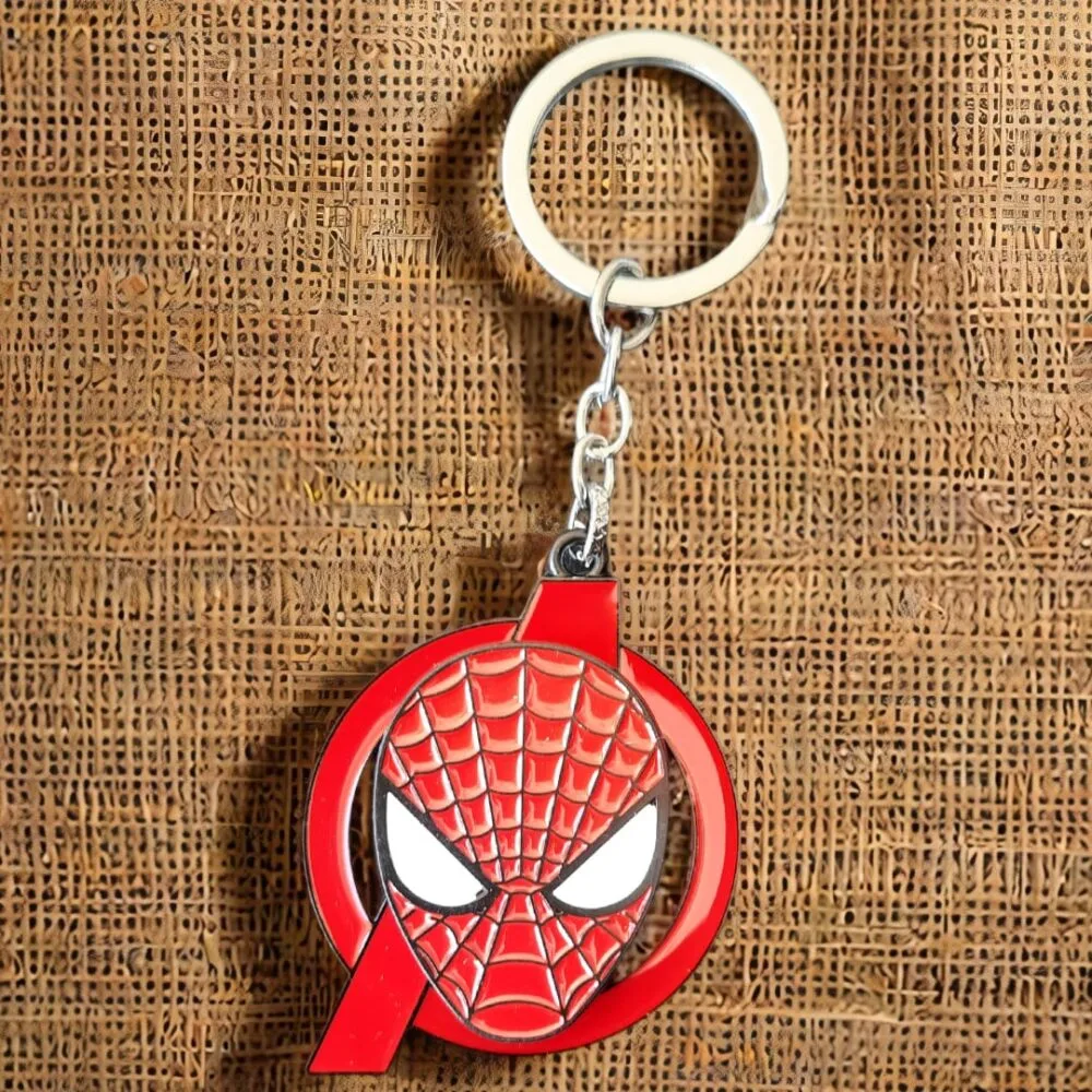SDL - 1 Piece of Colorful Spiderman Design Rotating Keychain for Bike, Cycle, Car & Home Keys