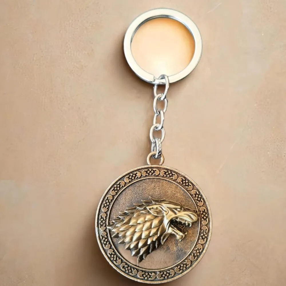 SDL - 1 Piece of Game of Thrones (GOT) Wolf Design Rotating Keychain for Bike, Cycle, Car & Home Keys