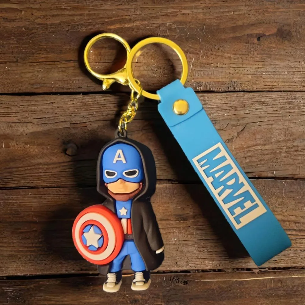 SDL - 1 Piece of Premium Hoodie Captain America Design Silicone Big Keychain with Tag and Keyrings
