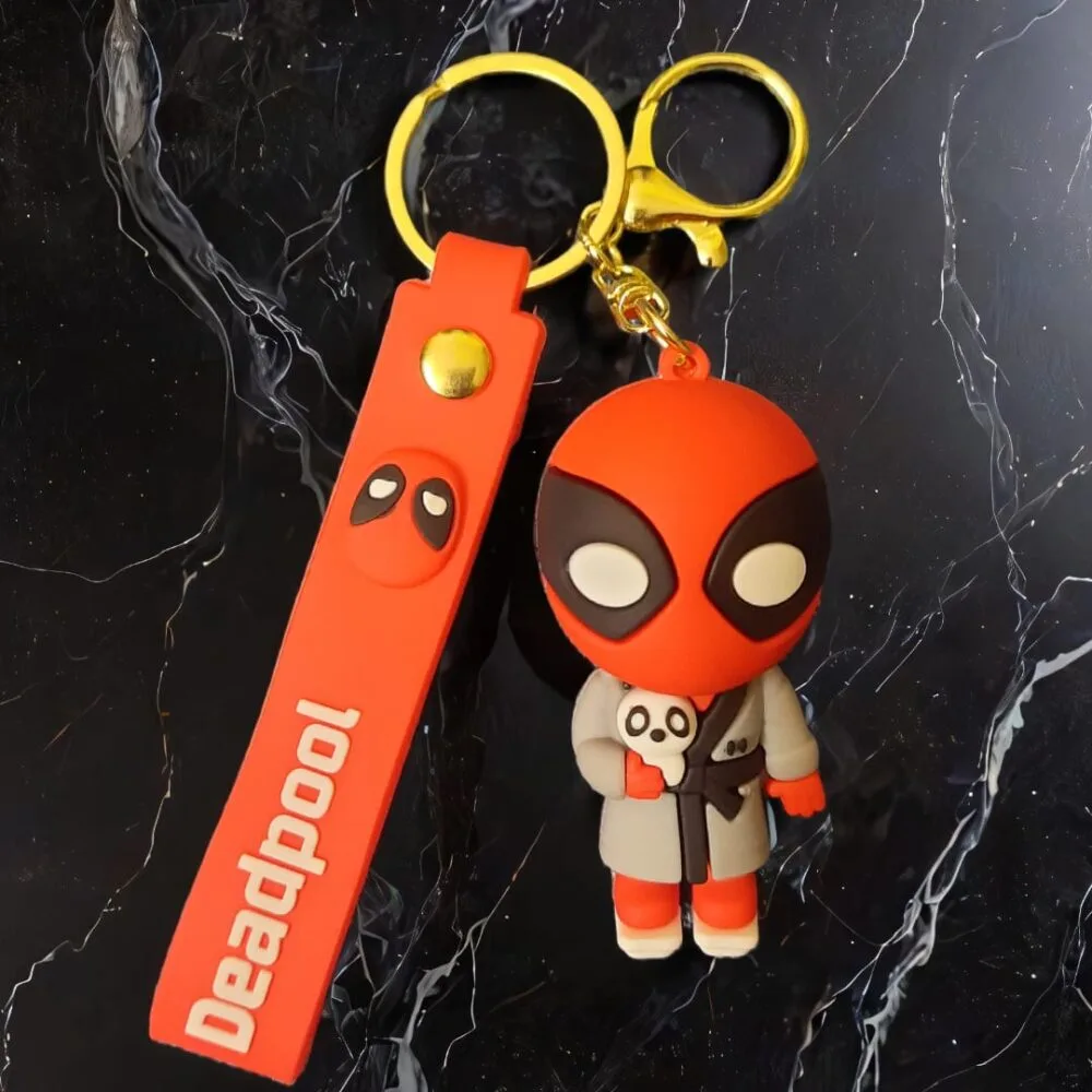 SDL - 1 Piece of Premium Deadpool Design Silicone Big Keychain with Tag and Keyrings