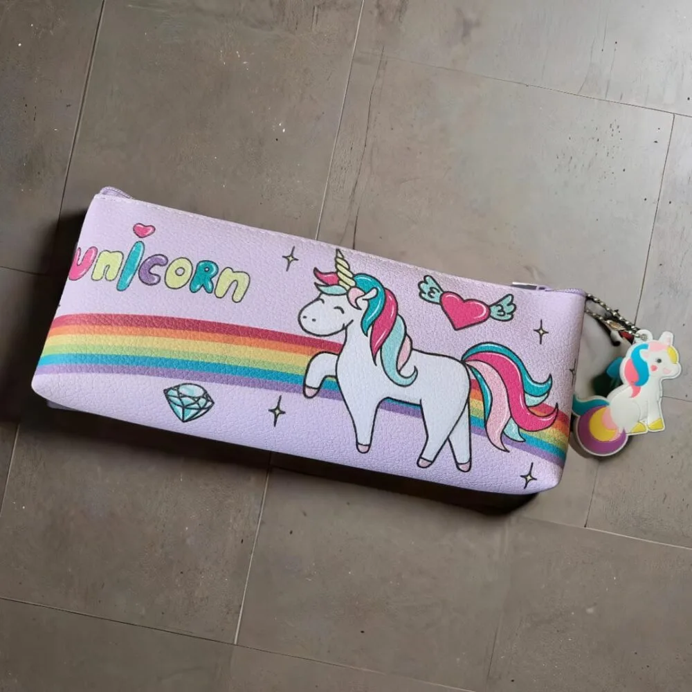 SDL Premium Unicorn Design Printed Pencil Pouch for Kids School Supplies