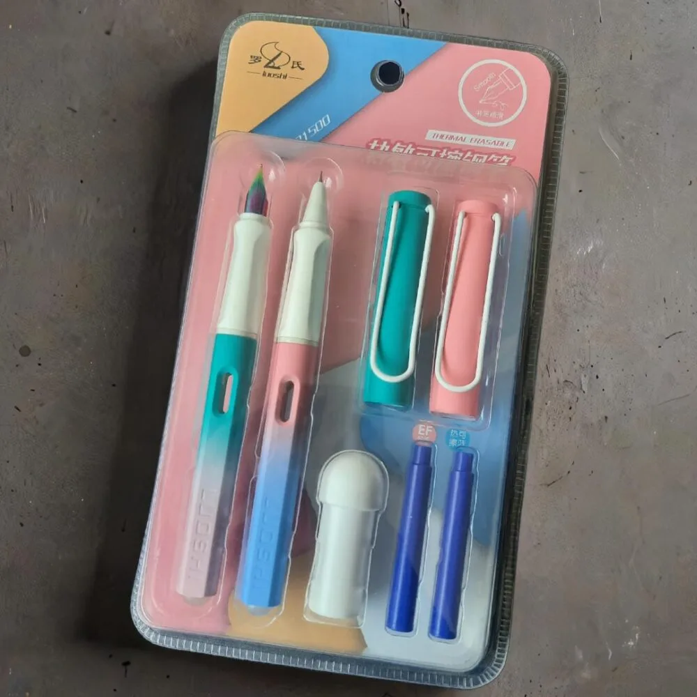 SDL Premium Erasable Cartridge Pens | Set of 2 Matt Finish Pens + 2 Extra Refills for Students