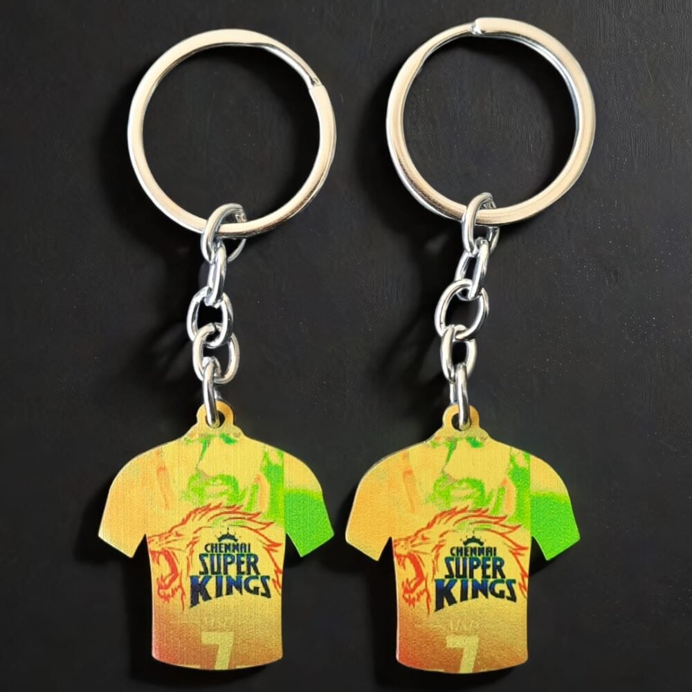SDL 2 Pieces of CSK and RCB Metal Keychains of Jersey Type for Bikes, Cycle, Home and Car Keys