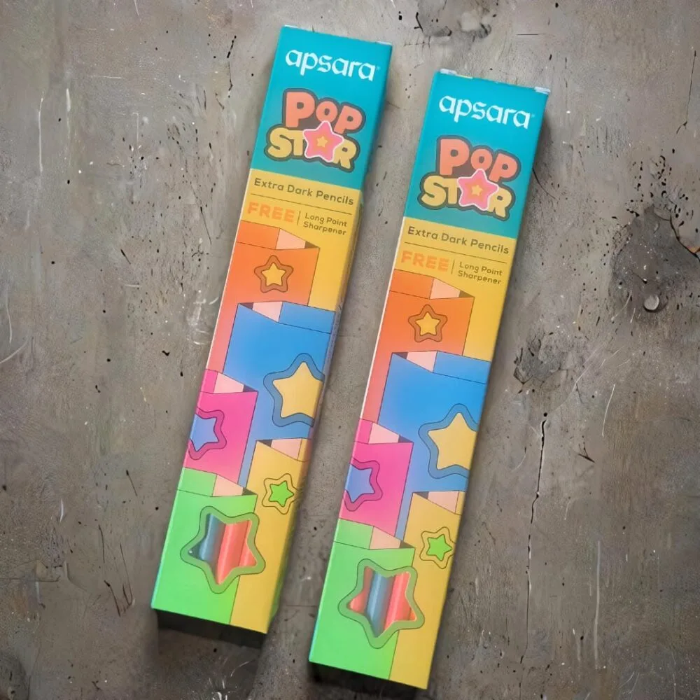 SDL Apsara Pop Star Dark Writing Pencils for Daily Use and School Supplies Full Box | Round Shape Body for Strong Grip (10 Pencils in each) with Free Sharpener