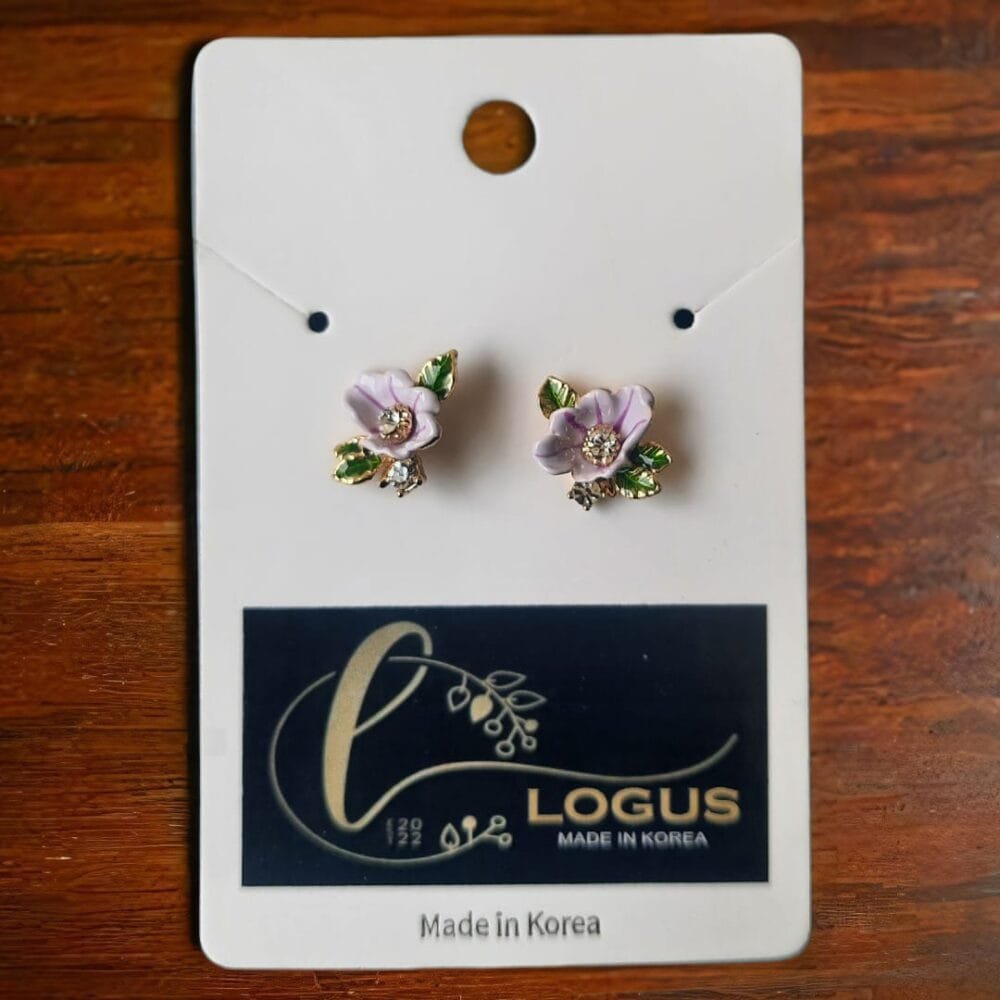 SDL Purple Rose Design of Korean Fashion Stud Type Earrings for Girls and Ladies