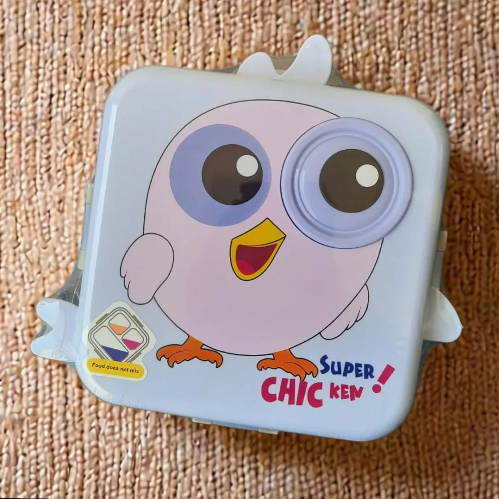 SDL Bird Design Big Size Insulated Stainless Steel Lunch Box or Tiffin Box with 3 Compartments for Kids School Supplies