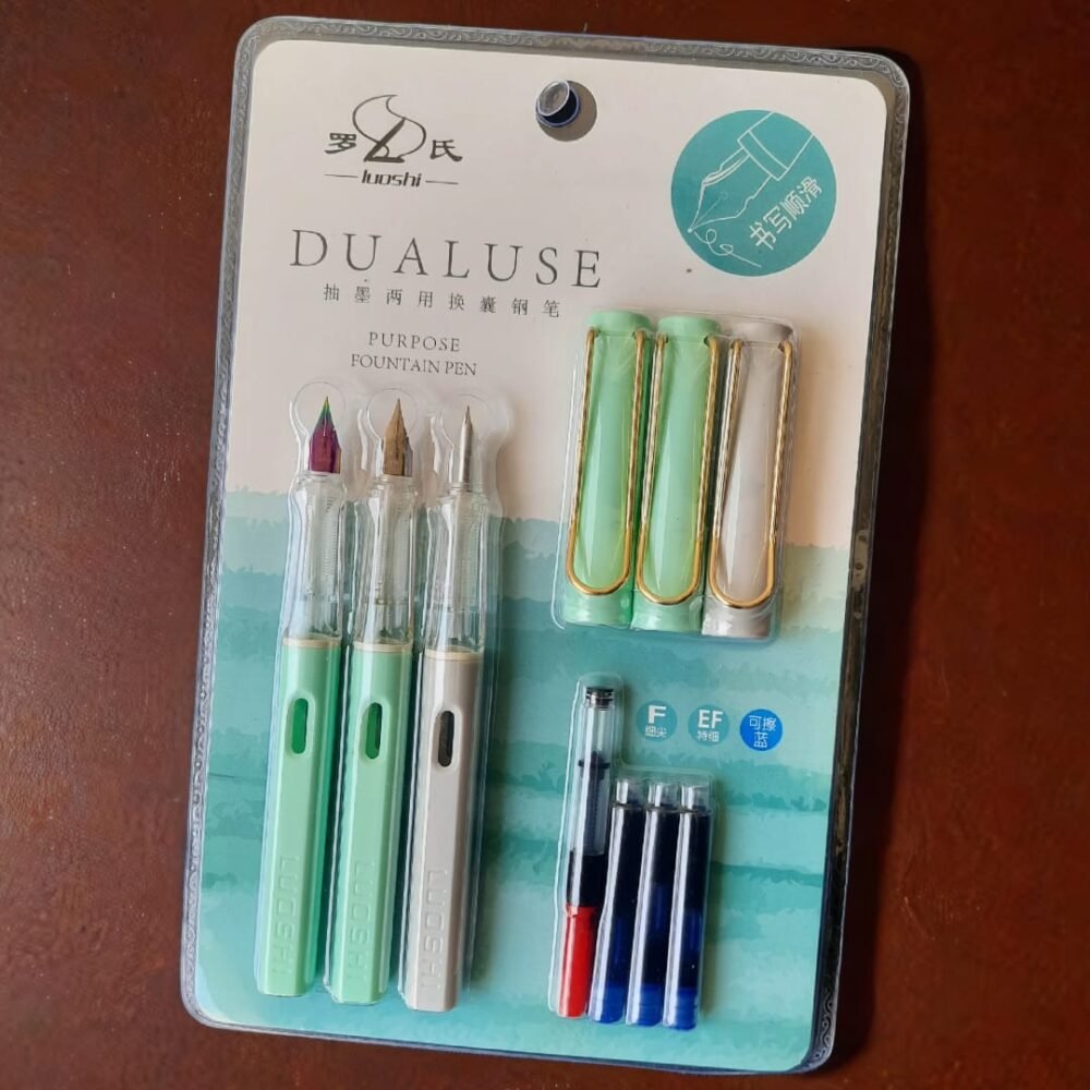 SDL Dual Use 3 Pieces Cartridge Pen Gift Set for Students School Supplies | Cartridges Included
