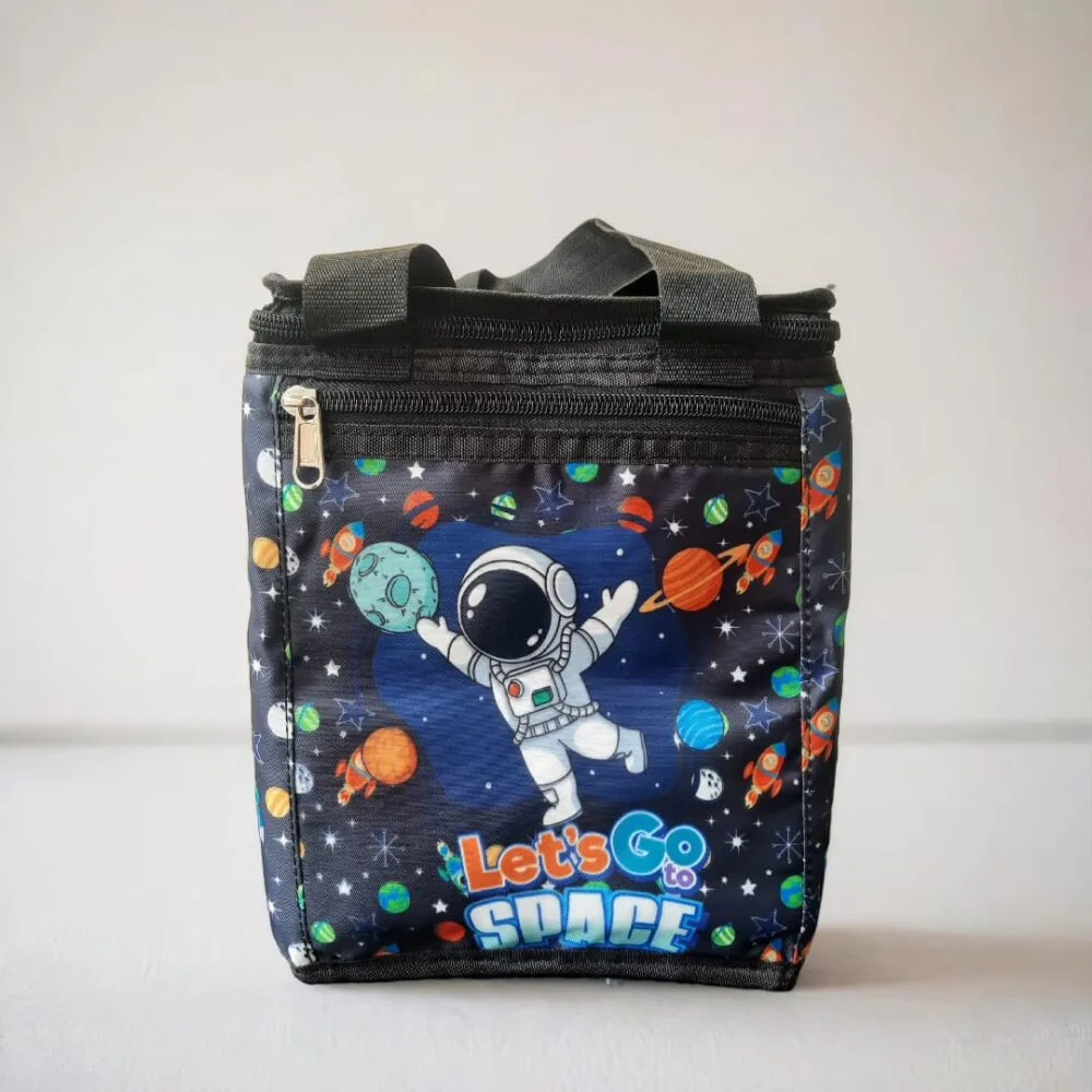 SDL Big Size Premium Quality Themed Insulated Lunch Bag for School Students | Separate Slot for Bottles