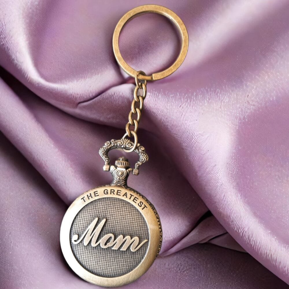 SDL Premium Mom Print Design Vintage Metal Active Clock Keychain for Gifts and Aesthetic Use Unisex