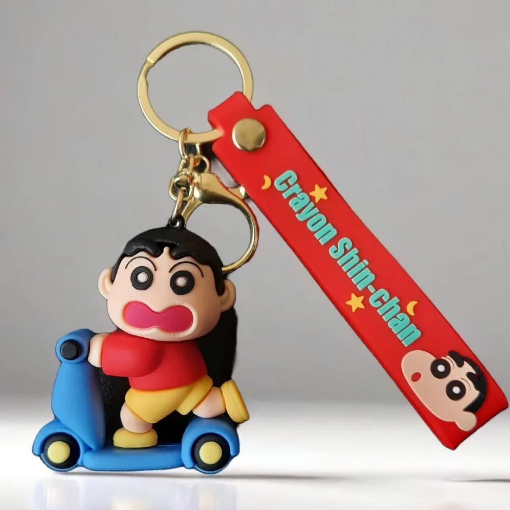 SDL Premium Big Size Shinchan on Scooter Silicone Keychain for Cycle, Car, Bike and House Keys