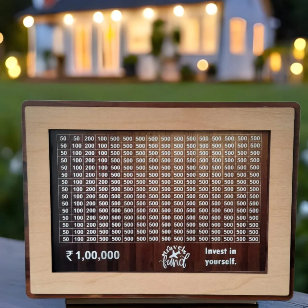 SDL Premium Wooden 1Lakh Money/Piggy Bank with Photoframe Design for Savings Habit