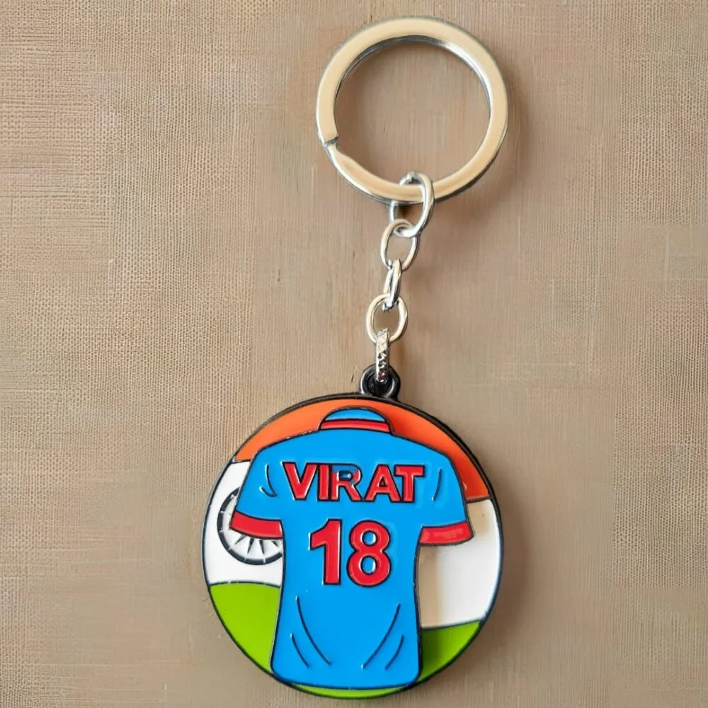 SDL Premium Virat Kohli Jersey 18 Colored Design Rotating Keychain for All Keys Type