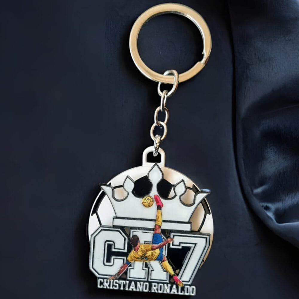 SDL Premium Ronaldo Crown and Playing Design Rotating Keychain for All Keys Type