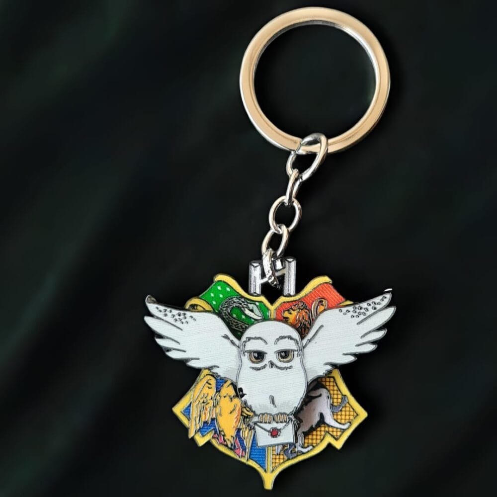 SDL Premium Harry Potter Hedwig Owl Colored Design Rotating Keychain for All Keys Type