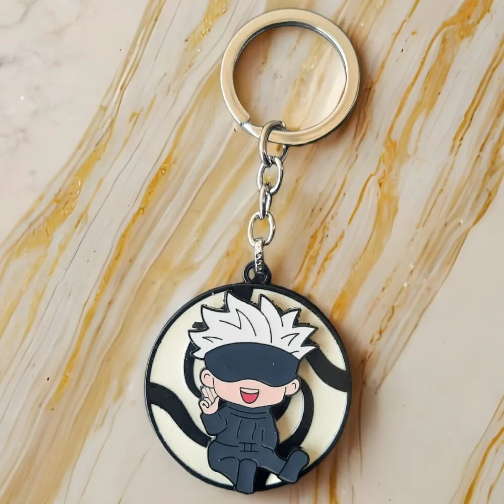 SDL Gojo Chibi Rotating Keychain | Jujutsu Kaisen Anime Key Ring for All Keys