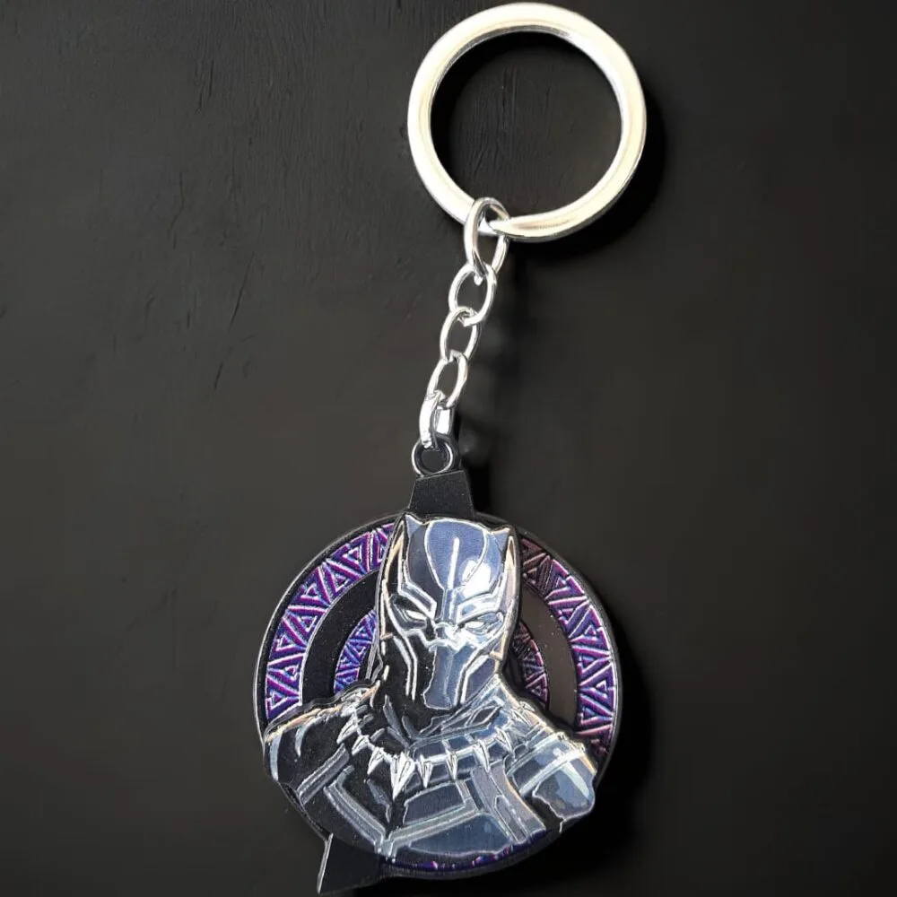 SDL Black Panther Rotating Keychain | Premium Marvel Key Ring for All Key Types