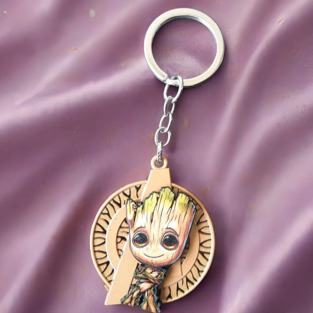 SDL Groot Rotating Keychain | Premium Marvel Key Ring for All Keys Type