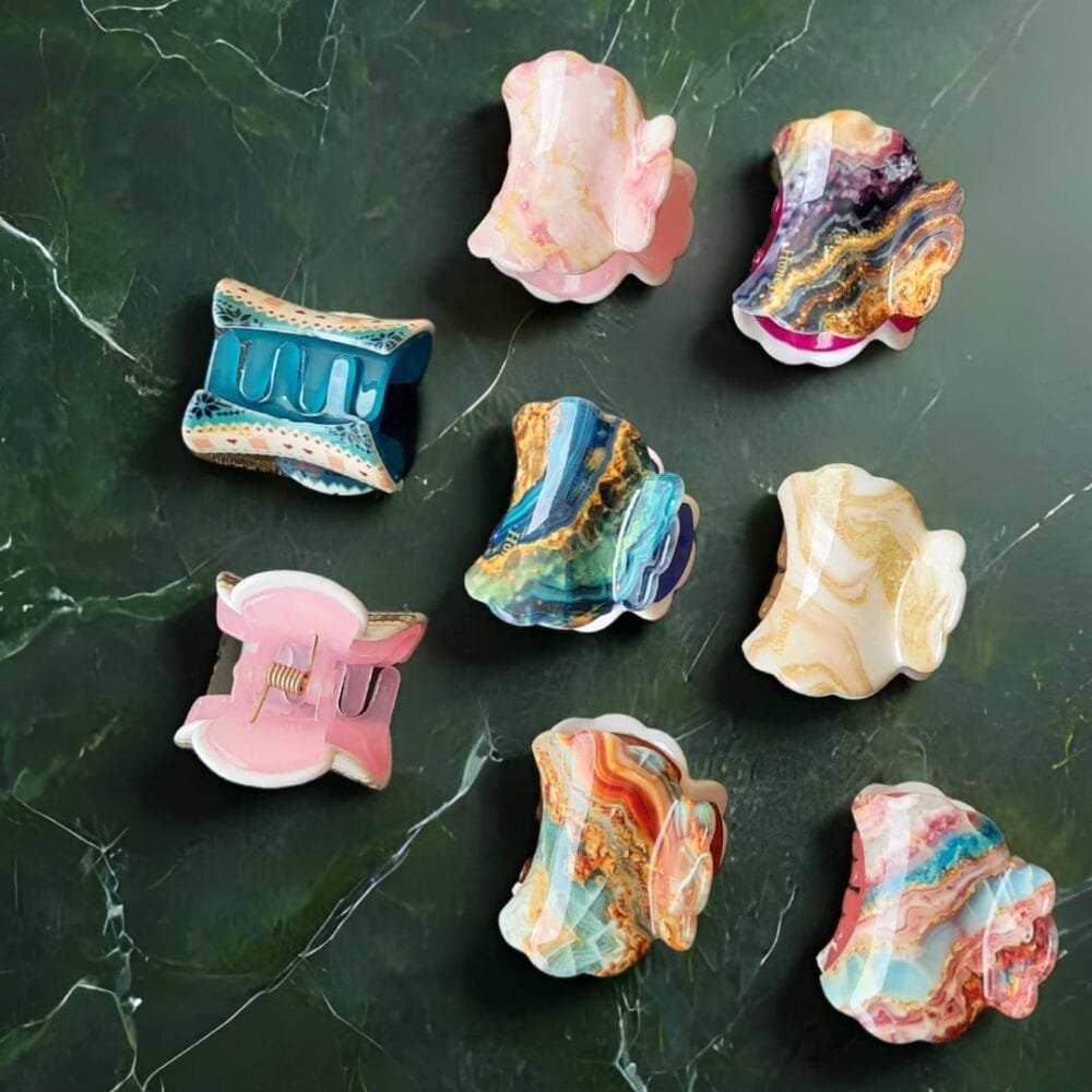 SDL Premium Printed Hair Catchy | 1 Pc Random Color Claw Clip for Girls & Ladies