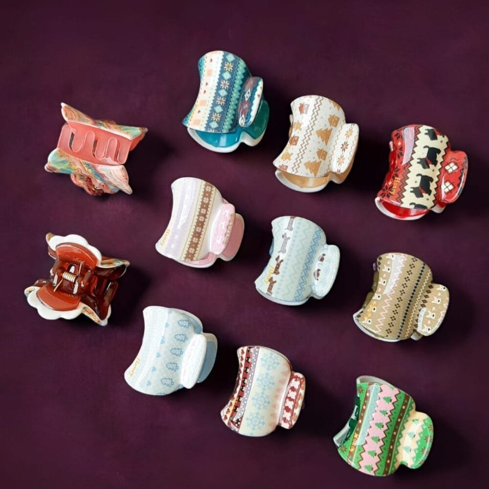 SDL Premium Printed Hair Catchy | 1 Pc Random Color Stylish Clip for Girls & Ladies