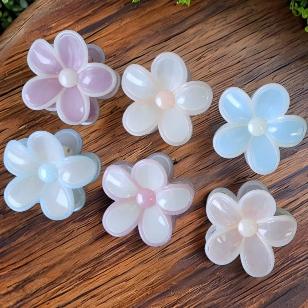 SDL Korean Flower Hair Catchy | Big Size Pastel Clip for Girls & Ladies (7cm)