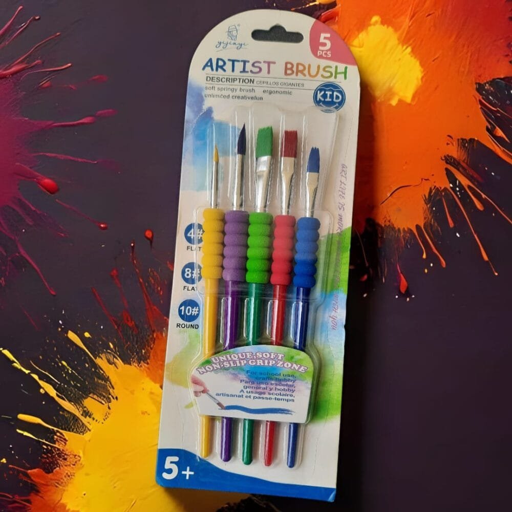 SDL Premium 5 Pieces Artist Brush Set with Soft Non Slip Grips for Kids and Art Lovers