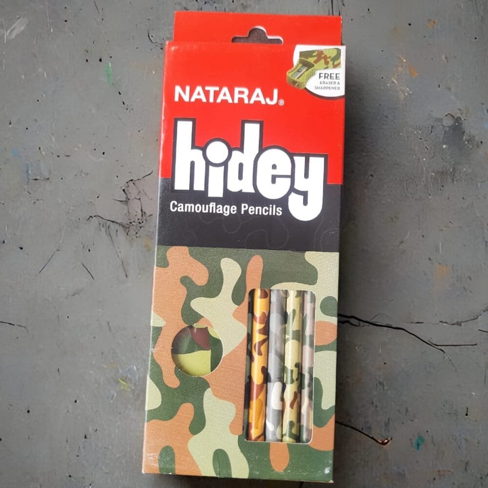 SDL Premium Nataraj Hidey Camouflage Theme 10 pieces Dark Pencils with Camouflage Pattern Eraser and Sharpener Gift Set Box