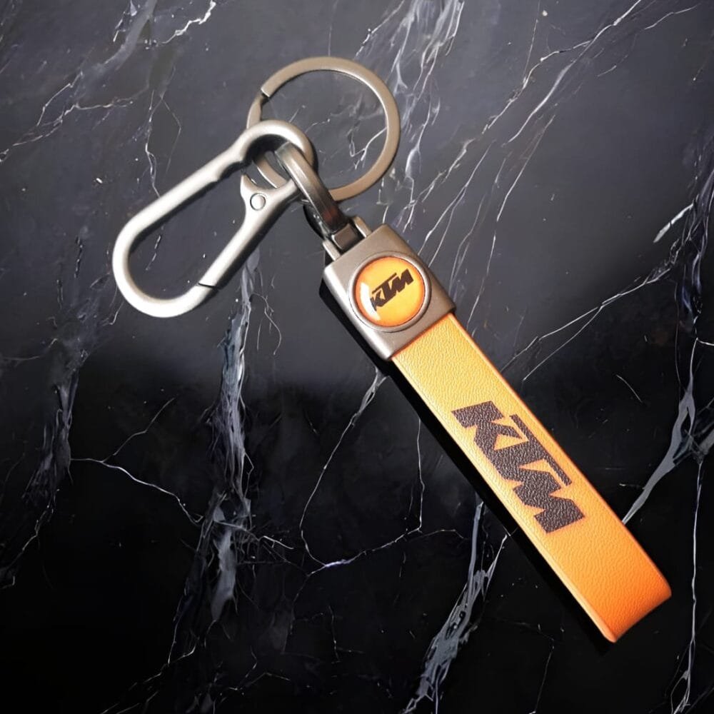 SDL Premium Car and Bike Brand Leather with Metal Keyring Keychains for Cars and Bike Keys