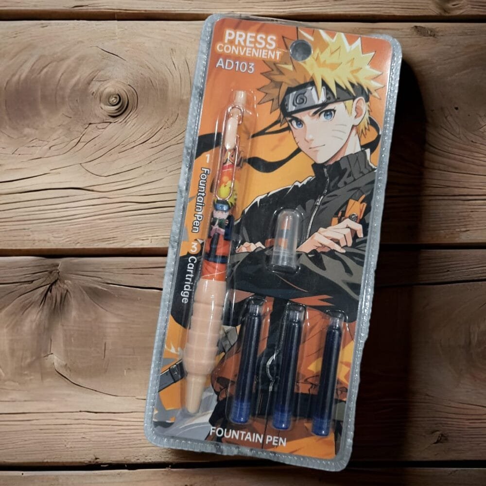 SDL Naruto Theme Click Type Cartridge Pen Gift Set with 3 Extra Cartridges