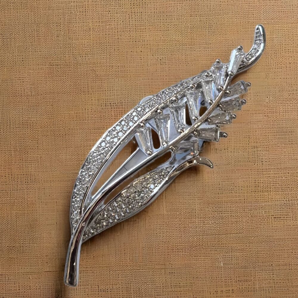 SDL Premium Leaf Styled Silver Color Saree Pin for Sarees and Ethnic Wears