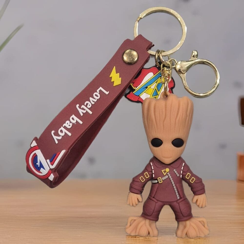 SDL Premium Big Size Groot Silicone Keychain for Cycles, Car, House and Bike Keys