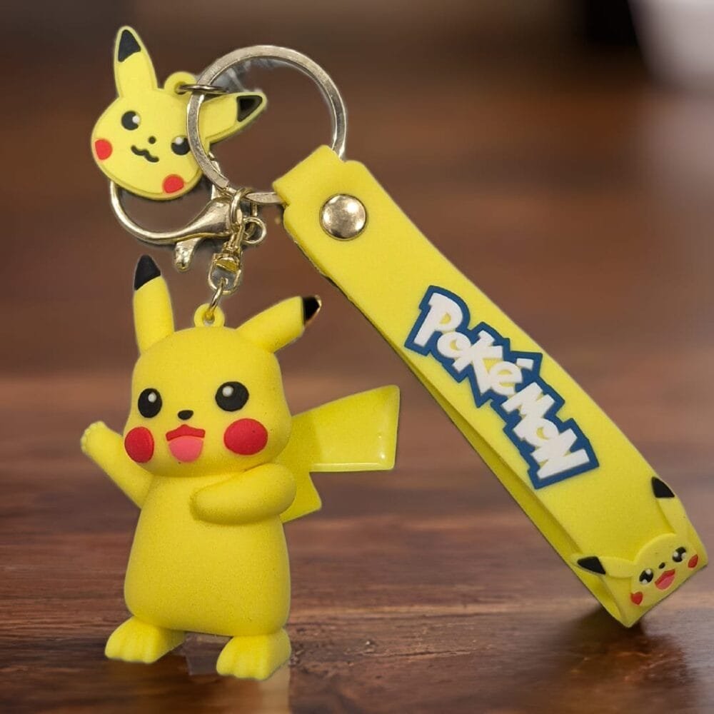 SDL Premium Big Size Pokemon Pikachu Silicone Keychain for Cycles, Car, House and Bike Keys