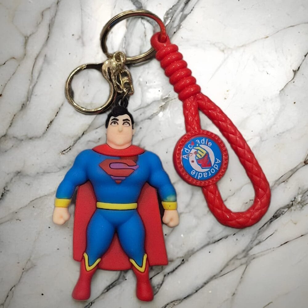 SDL Premium Big Size Superman Silicone Keychain for Cycles, Car, House and Bike Keys