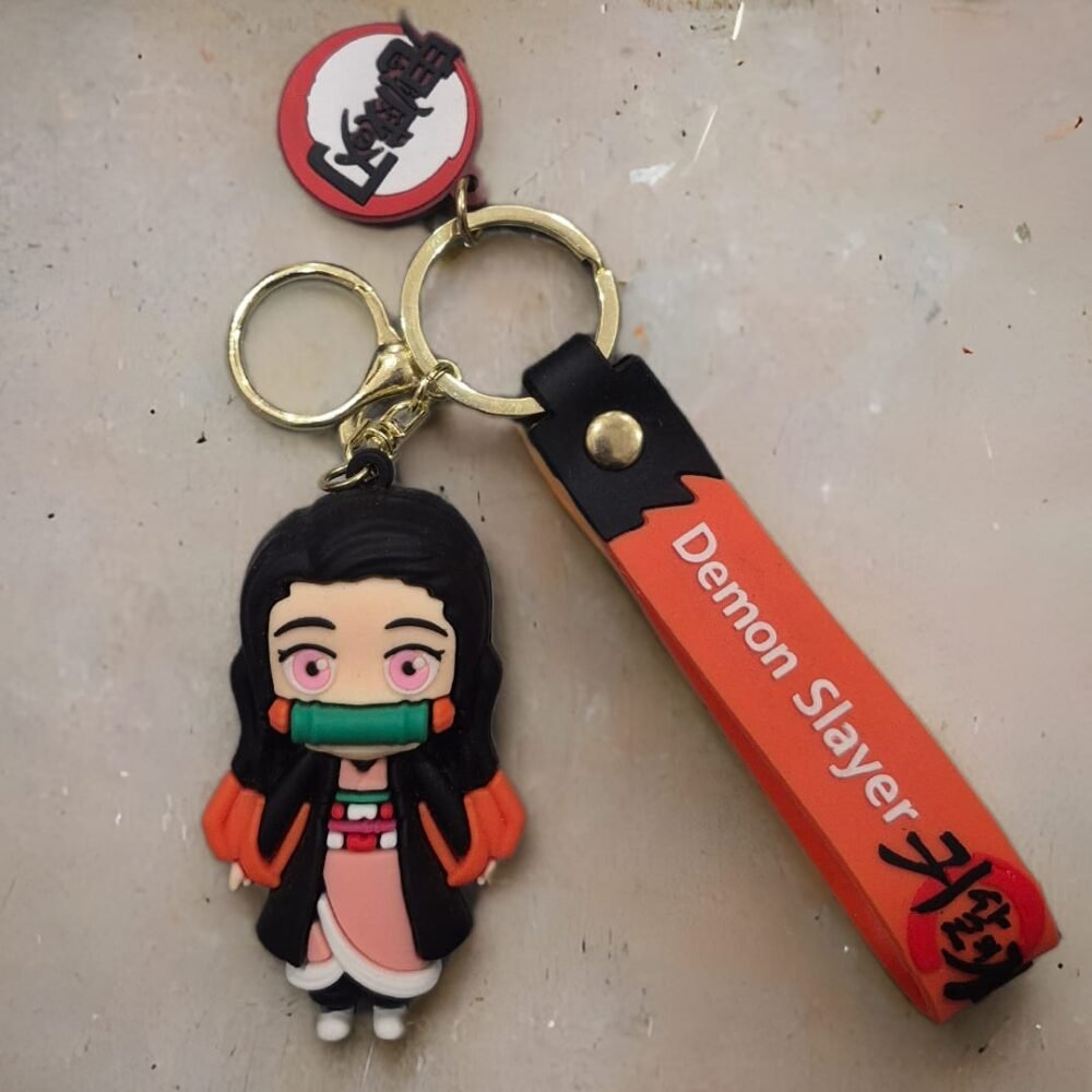 SDL Premium Big Size Demon Slayer Nezuko Kamado Silicone Keychain for Cycles, Car, House and Bike Keys