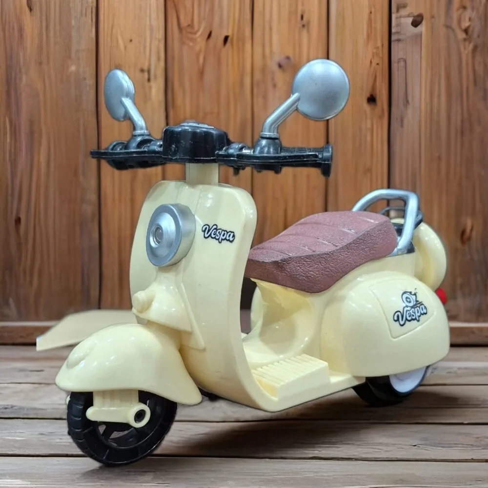 SDL Premium Vespa Model Bike Toy for Kids and Showpiece Decors with Seat open and Music & Light Functionality