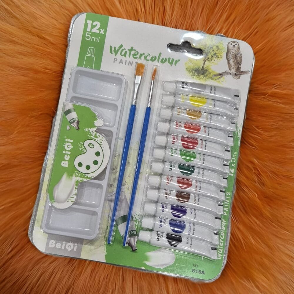 SDL Premium Set of 12 Shades (5ml) Water Color Tube Kit with Palette and Brushes for Kids Art Supplies