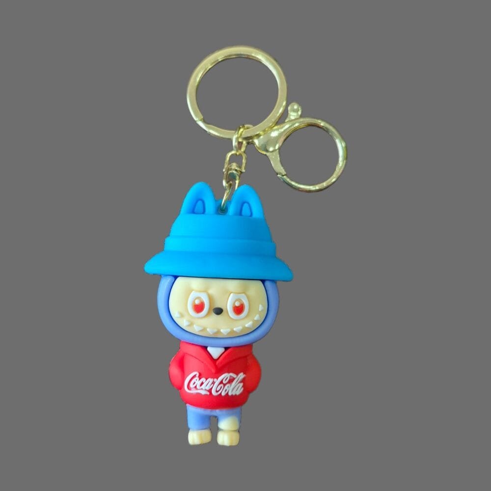 SDL Premium Labubu Coke Edition Design Silicone Keychain with Keyring for All Key Types