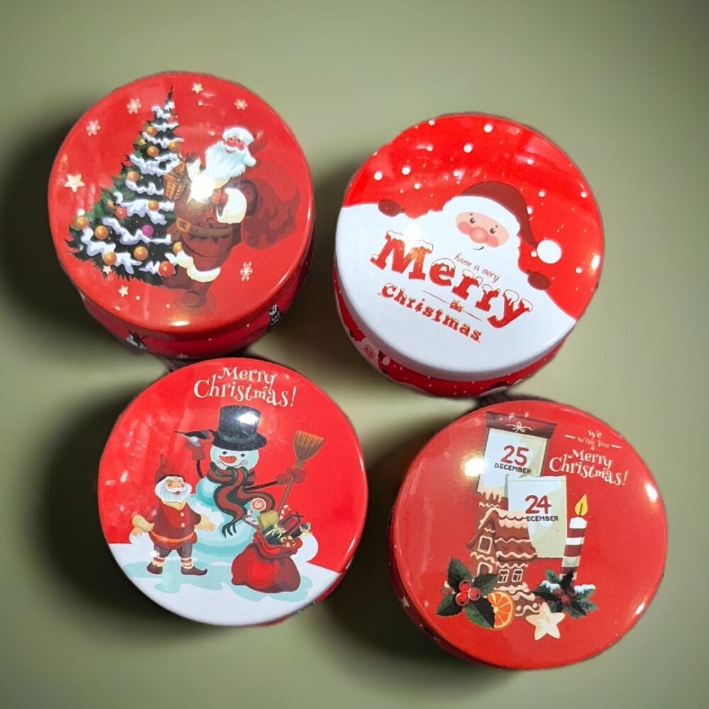 SDL 4 Pieces of Premium Christmas Theme Printed Tin for Decors and Return Gifts