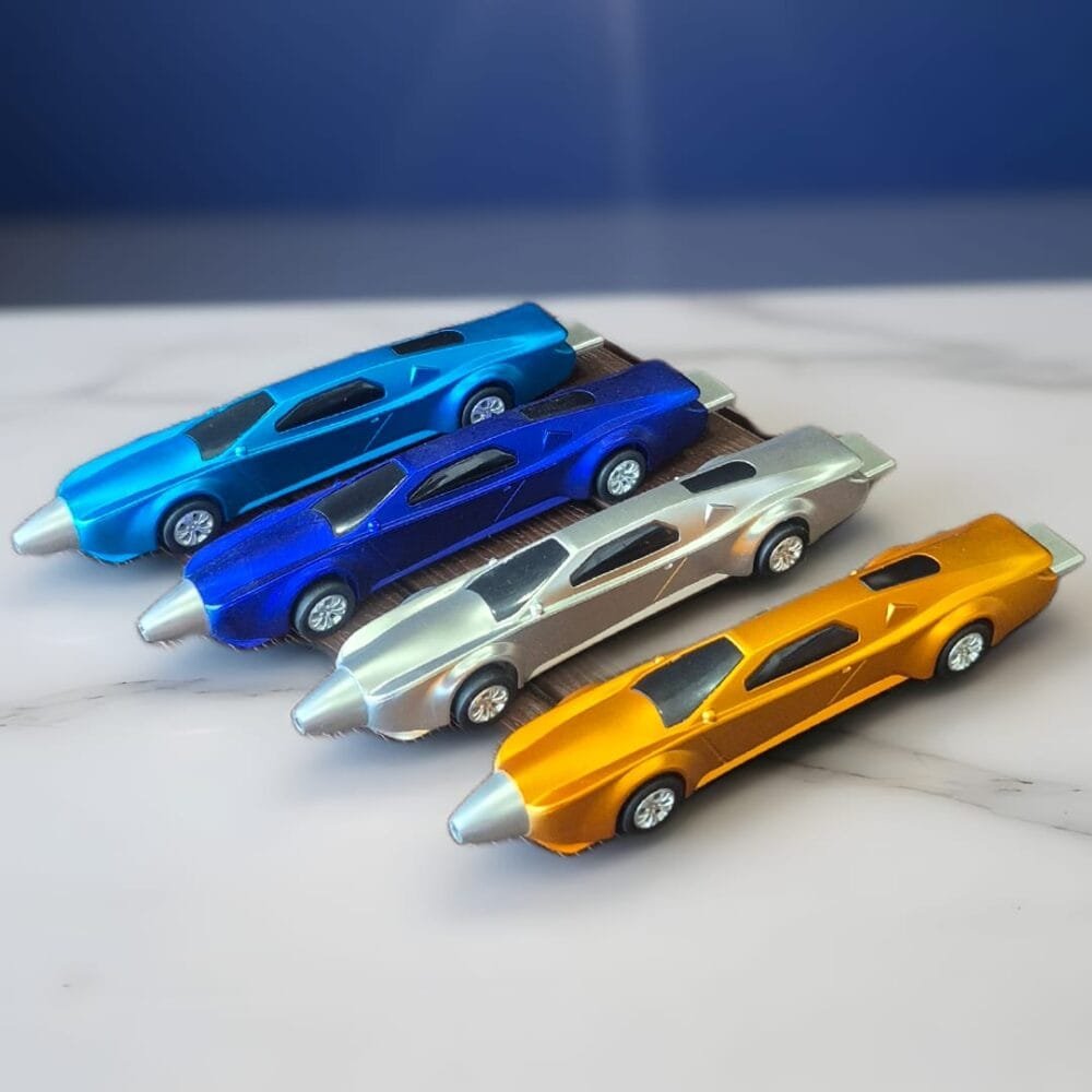 SDL 4 Pieces of Super Cute Race Type Car Ball Pen for Kids and Adults with Movable Wheel