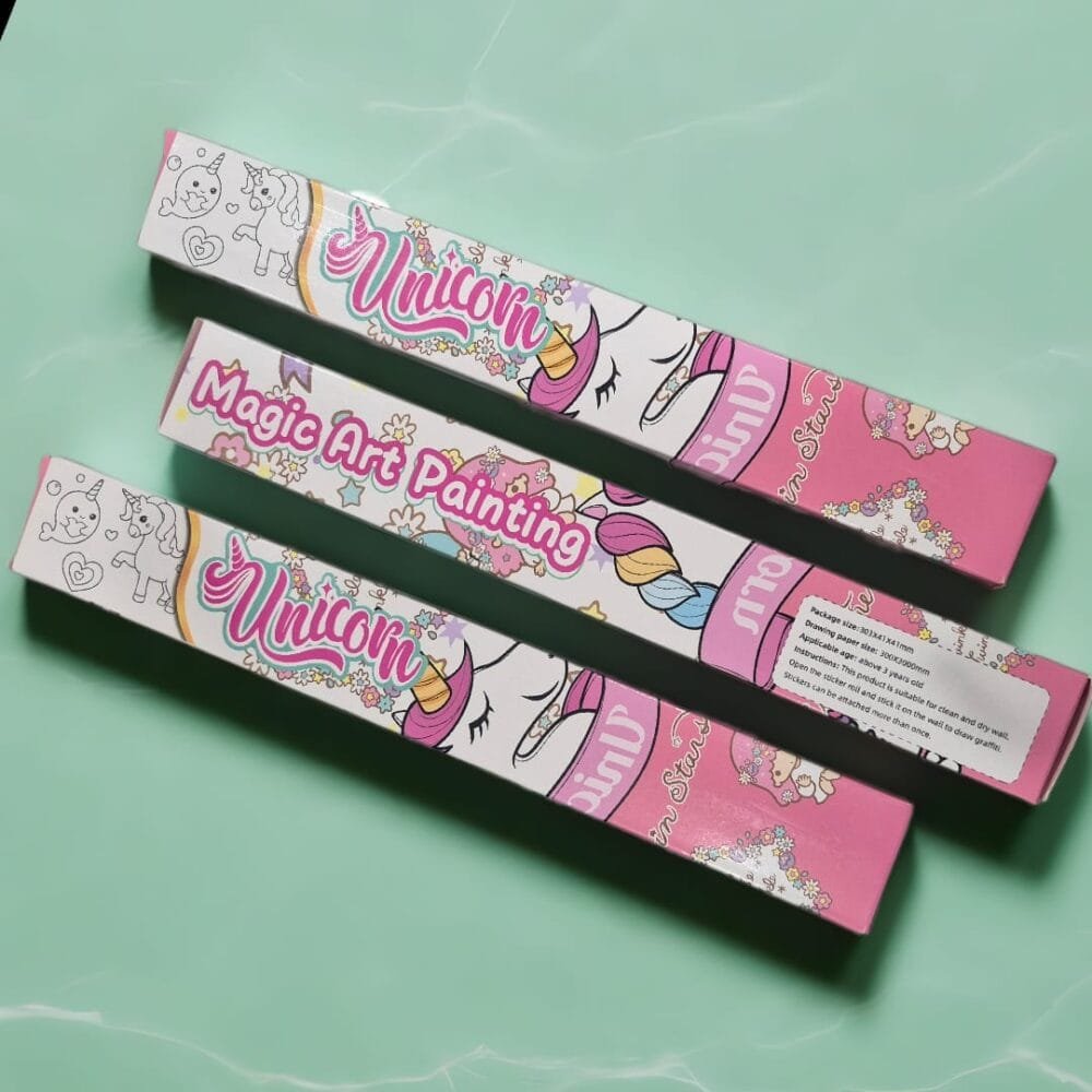 SDL 3 Pieces of Unicorn Themed Magic Roll Wall Painting Sticker for Easy Sticking and Wall Protect | No Damage to Wall Paints